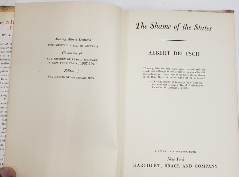 The Shame of the States“ by Albert Deutsch 1948 Hardcover Rare
