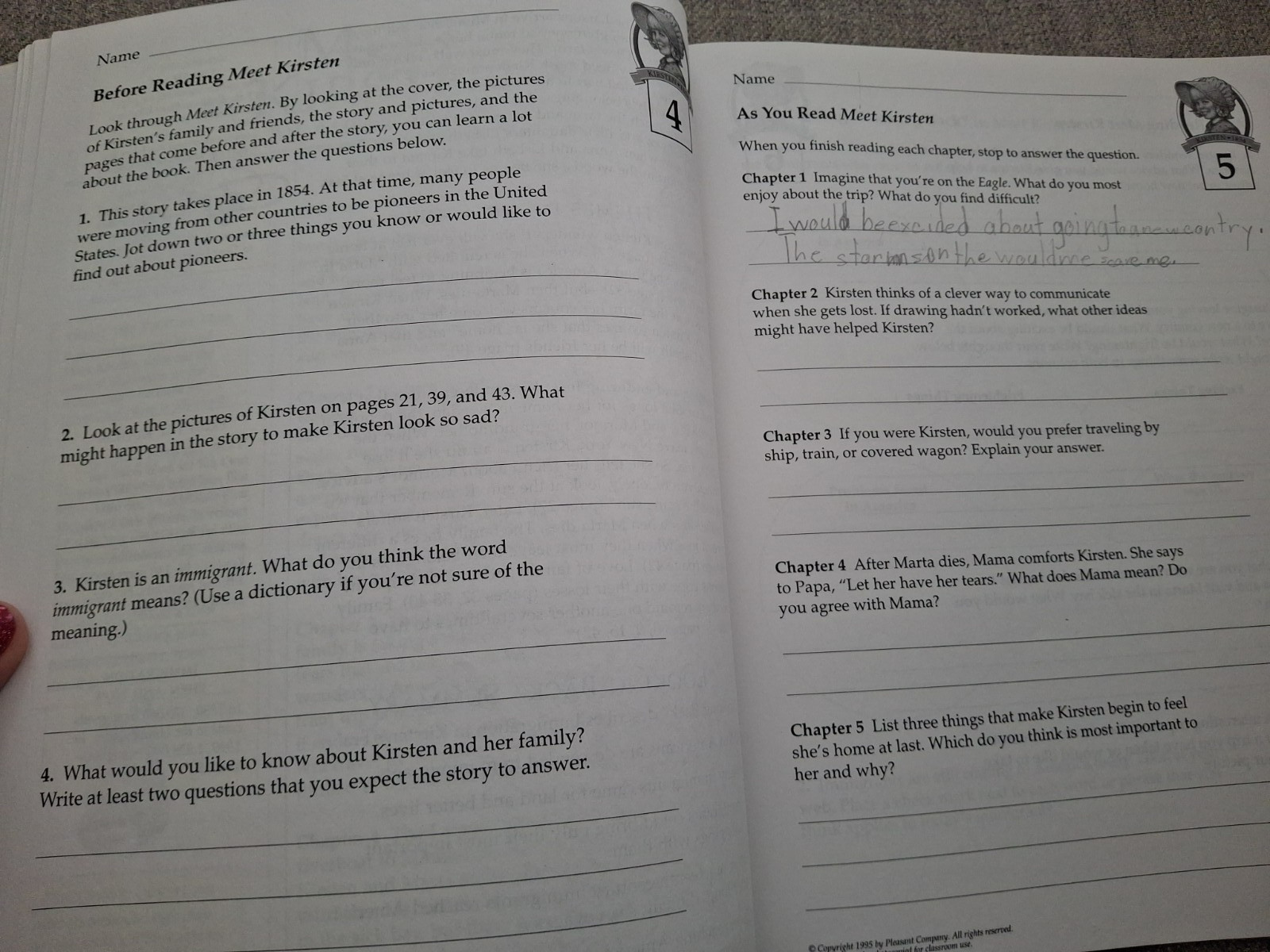 American Girls Collection Kirsten Teacher’s Guide w/ Map -1 Page Has Writing