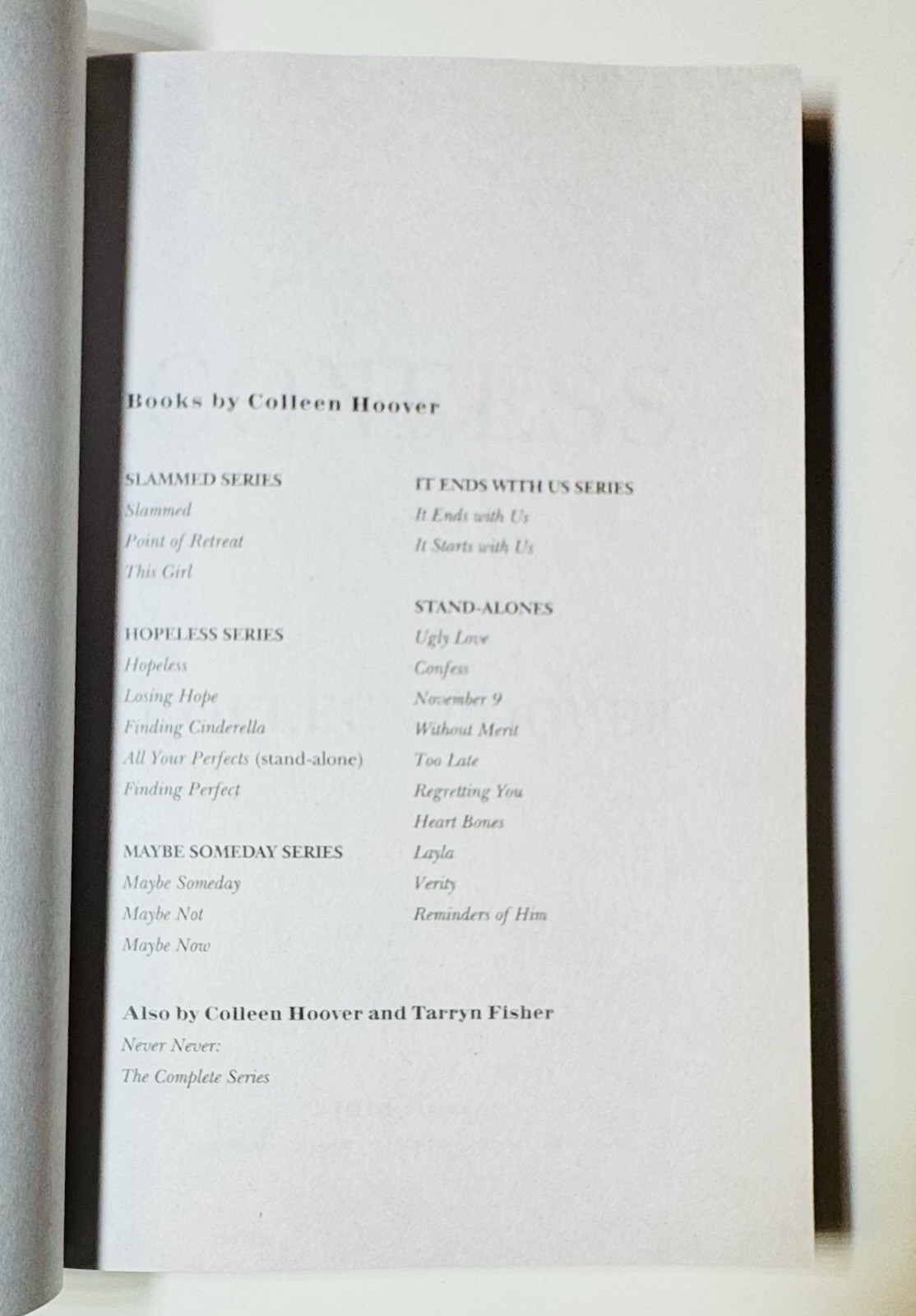 Confess: A Novel Colleen Hoover Paperback, About Risking Everything For Love New