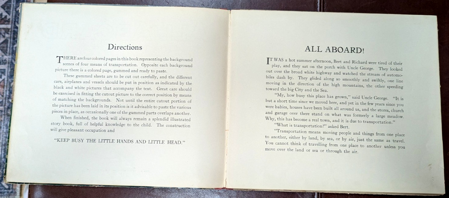 1927 All Aboard Put Together Book Sam’l Gabriel Sons Vintage Transportation