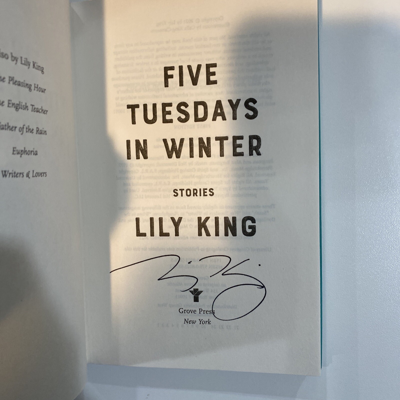 Three Tuesdays in Winter by Lily King (2021, HC) SIGNED First Edition 1st Print