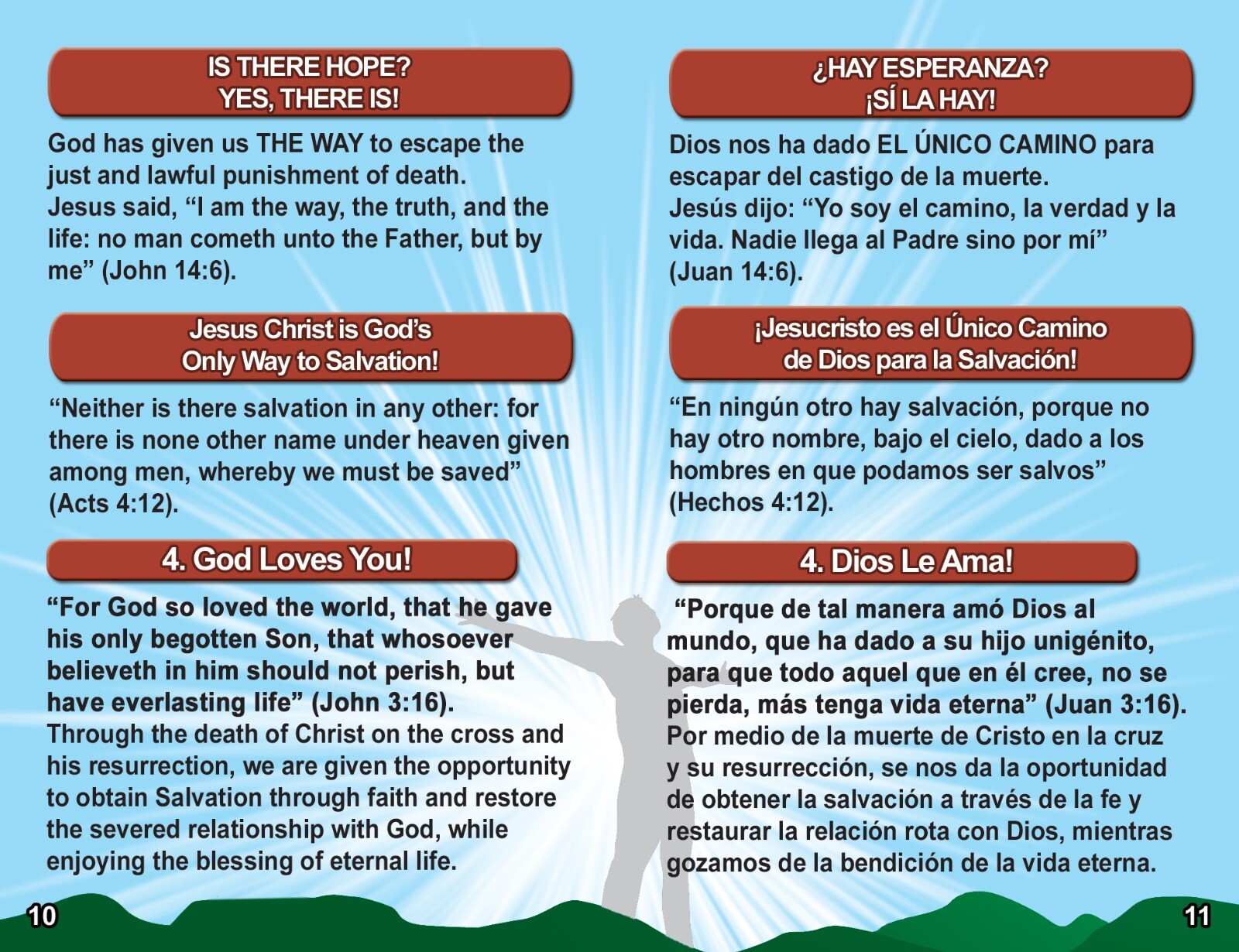 200 Full-Color Gospel Bible Tracts in English & Spanish | 4 Assorted Covers