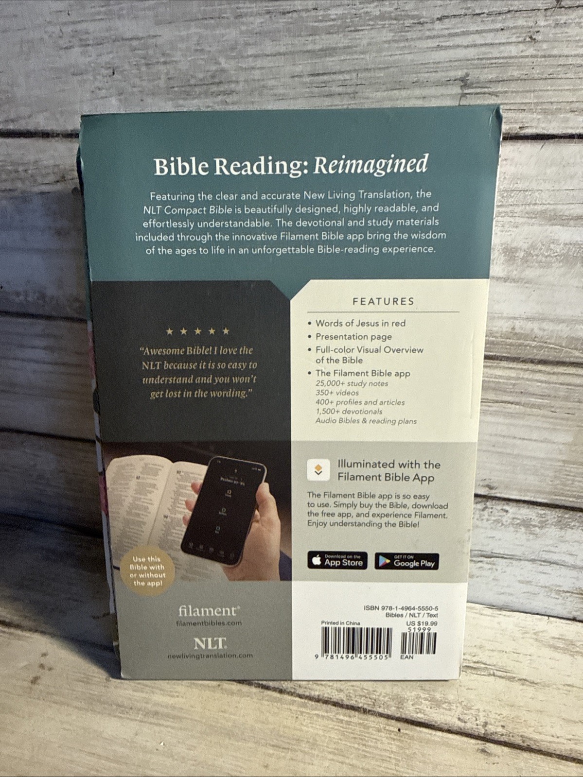 New! NLT Compact Zipper Holy Bible Filament Enabled Edition Cloth Compact