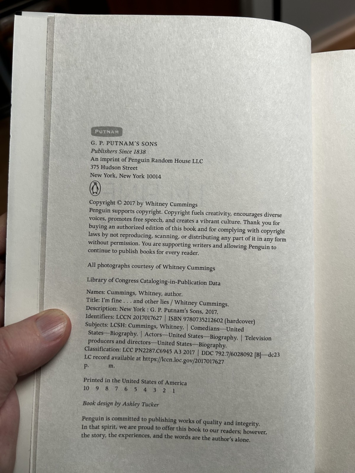 WHITNEY CUMMINGS I’m Fine…And Other Lies NEW First Edition SIGNED HCDJ Book