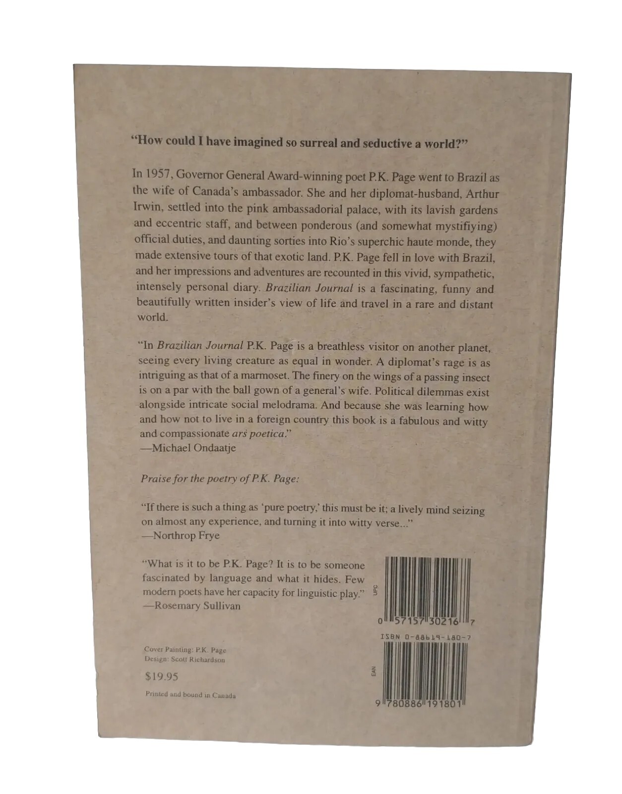 Brazilian Journal by P.K. Page (1987, Paperback, Illustrated)