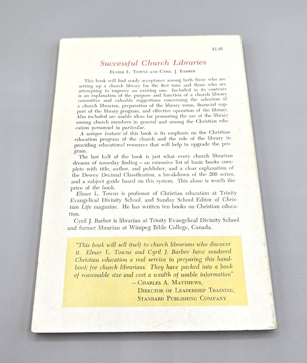 Successful Church Libraries Towns, Elmer L. and Barber, Cyril J 1971