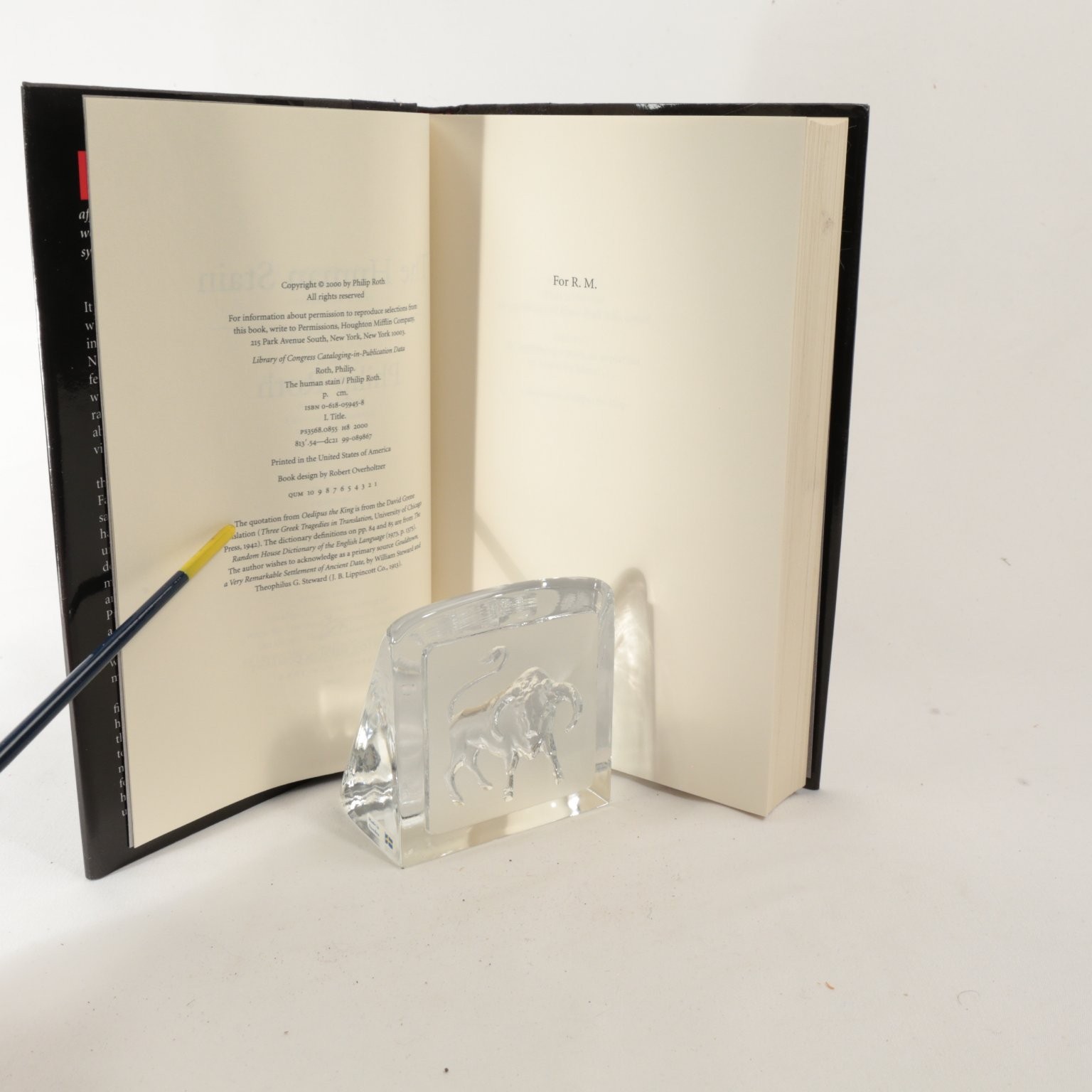 The Human Stain Philip Roth 2000 First Edition 1st Houghton Mifflin