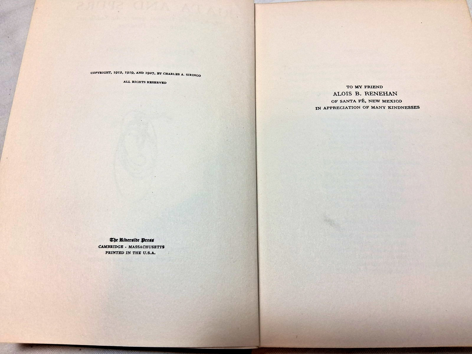 RIATA AND SPURS BY CHARLES A SIRINGO BOOK 1927