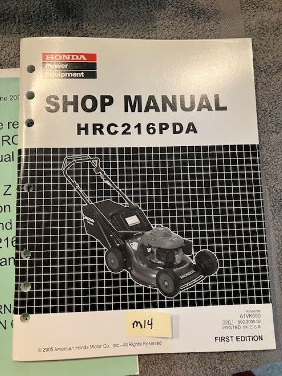 OEM HONDA HRC216PDA ROTARY LAWN MOWER SERVICE MANUAL W/SUPPLEMENTALS CW 2005