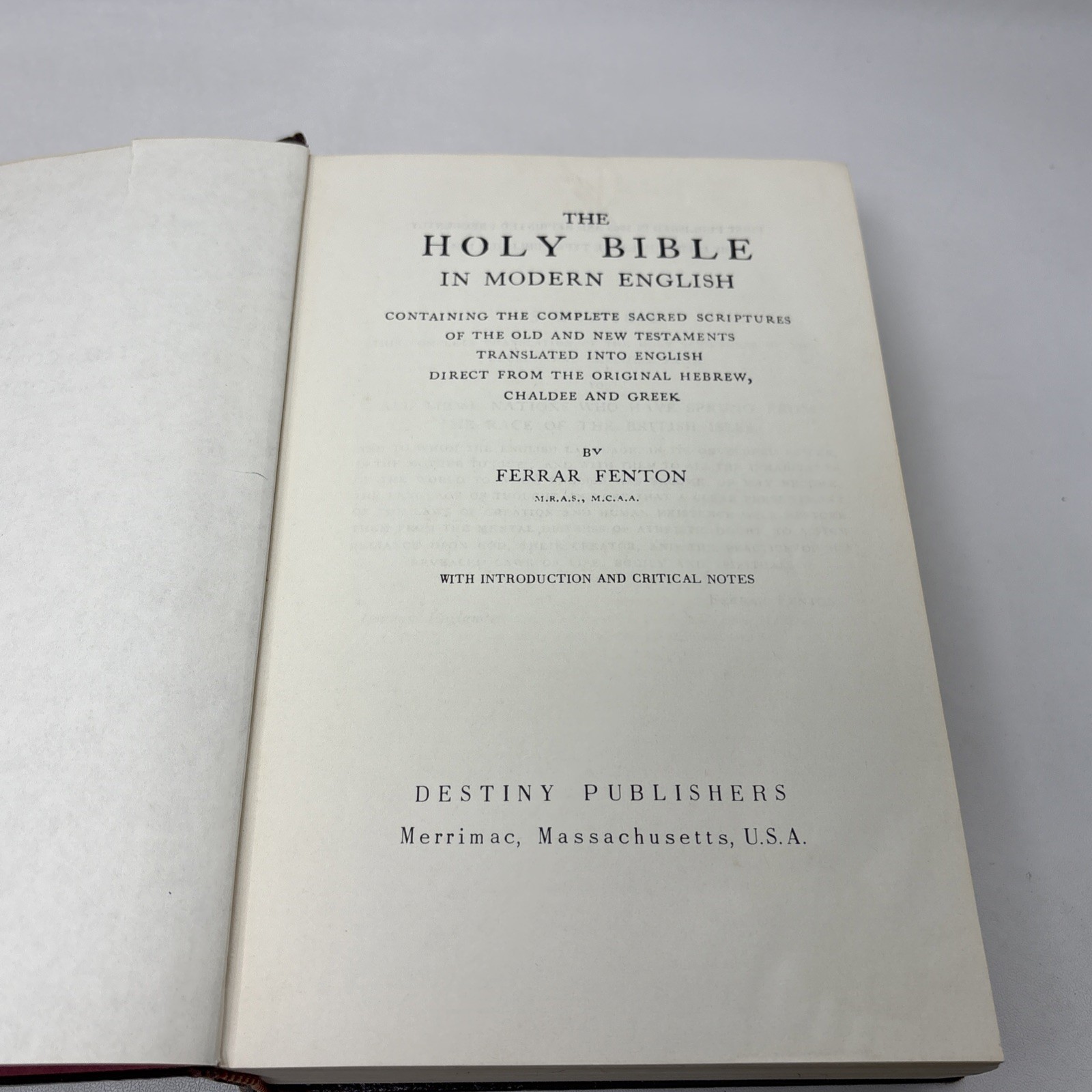 The Holy Bible in Modern English Vtg Ferrar Fenton HC Large Type Edition 1966