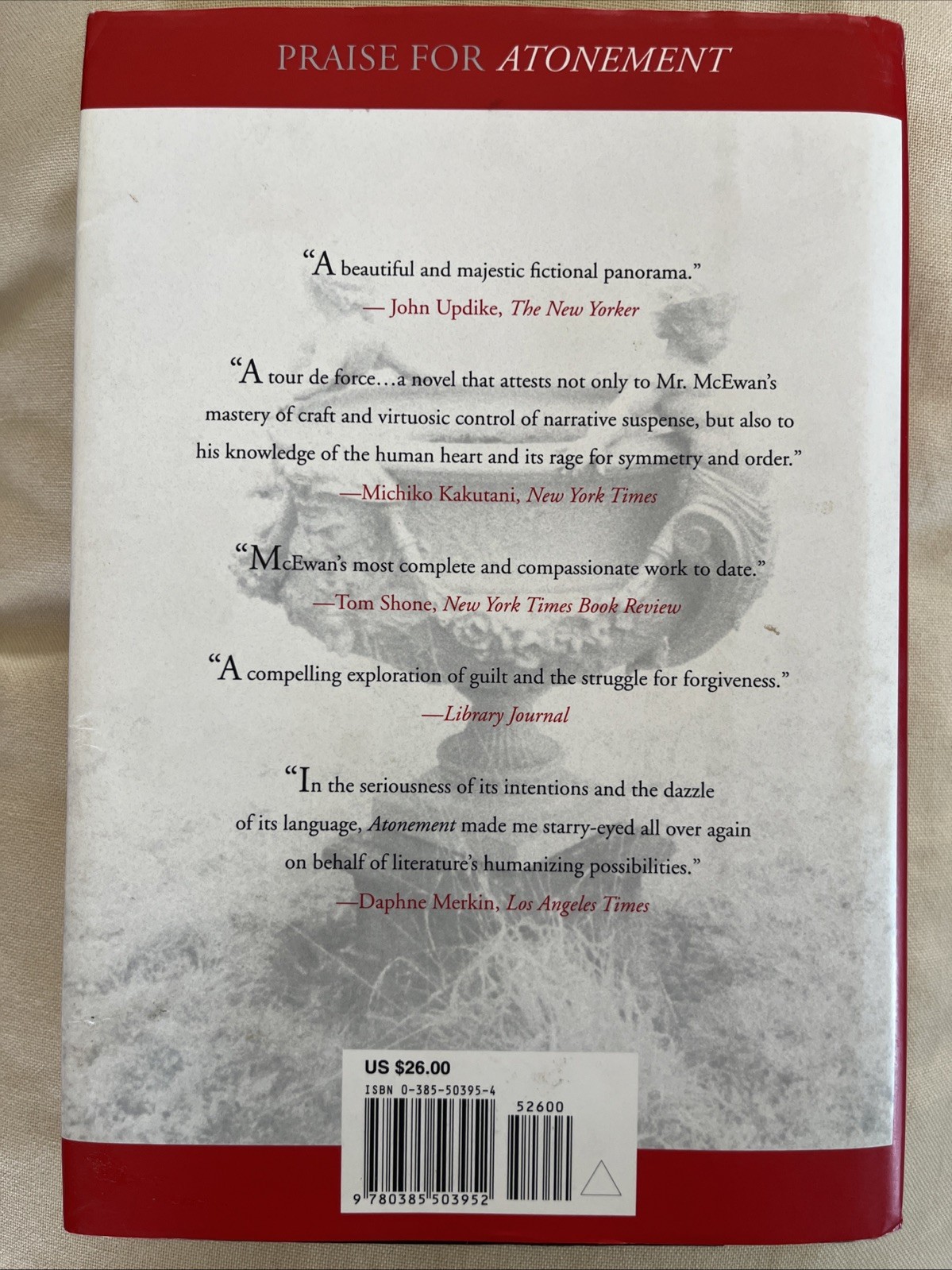 Atonement : A Novel by Ian McEwan (2002, Hardcover)