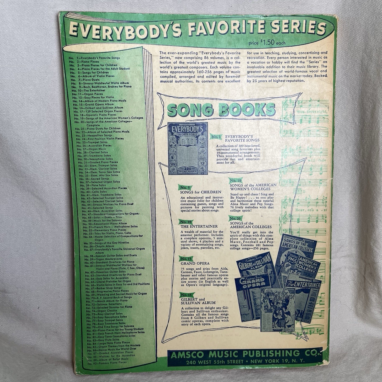 Vintage Song Sheets Everybody’s Favorite Songs by Amsco Music Over 200 Songs