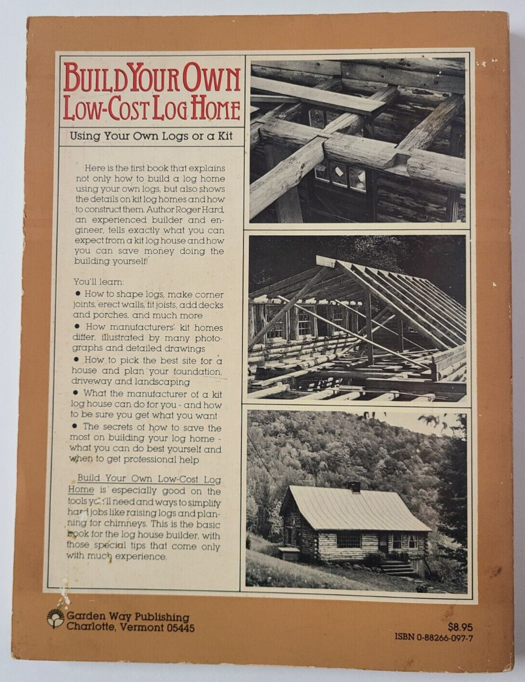 1977 Build Your Own Low-Cost Log Cabin by Roger Hard Off-Grid SHTF Homestead