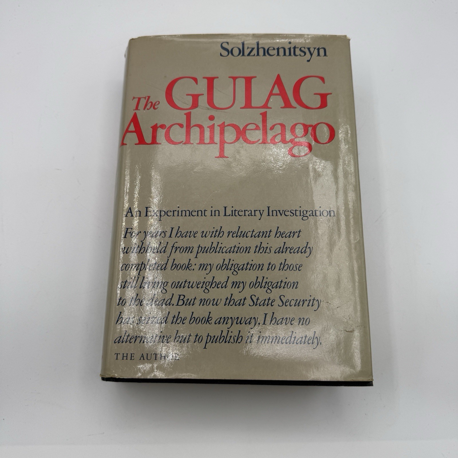 Aleksandr Solzhenitsyn THE GULAG ARCHIPELAGO Harper & Row 1st edition HC/DJ 1974