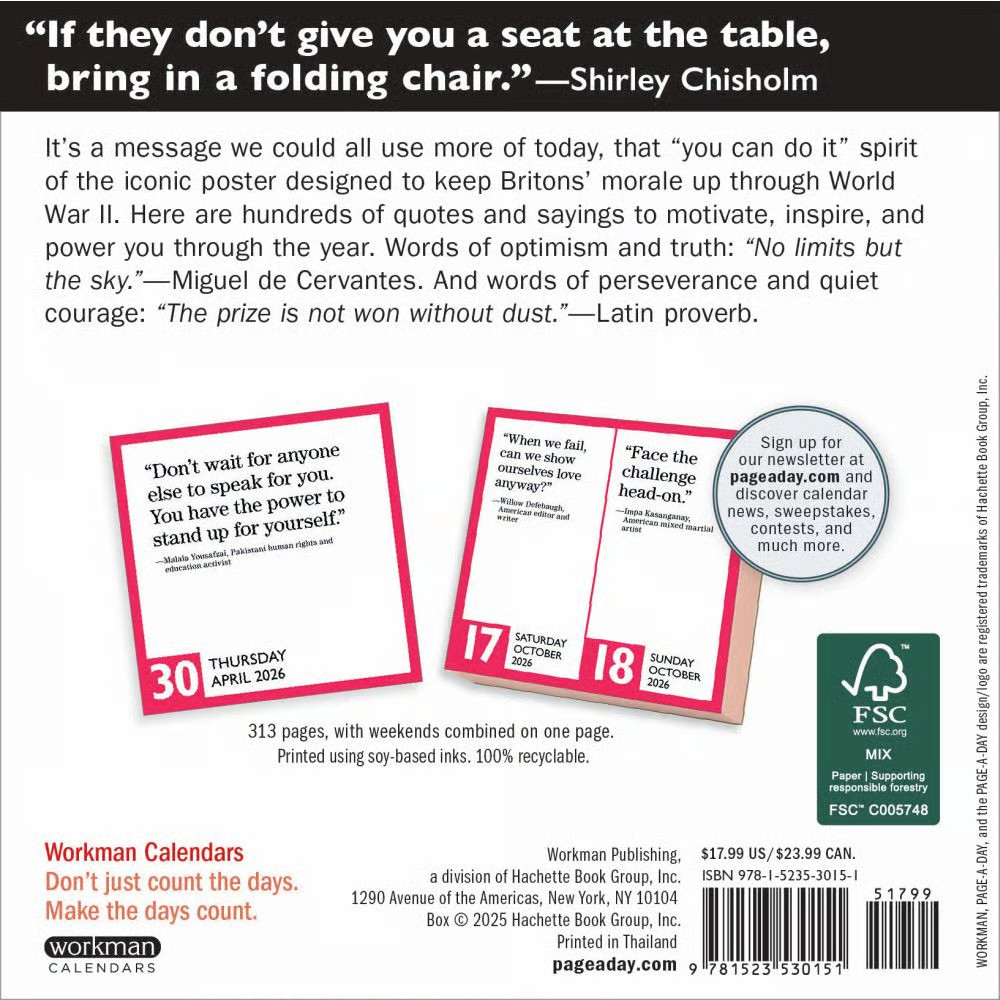 Workman Publishing, Keep Calm and Carry On Quotes 2026 Page-a-Day Desk Calendar