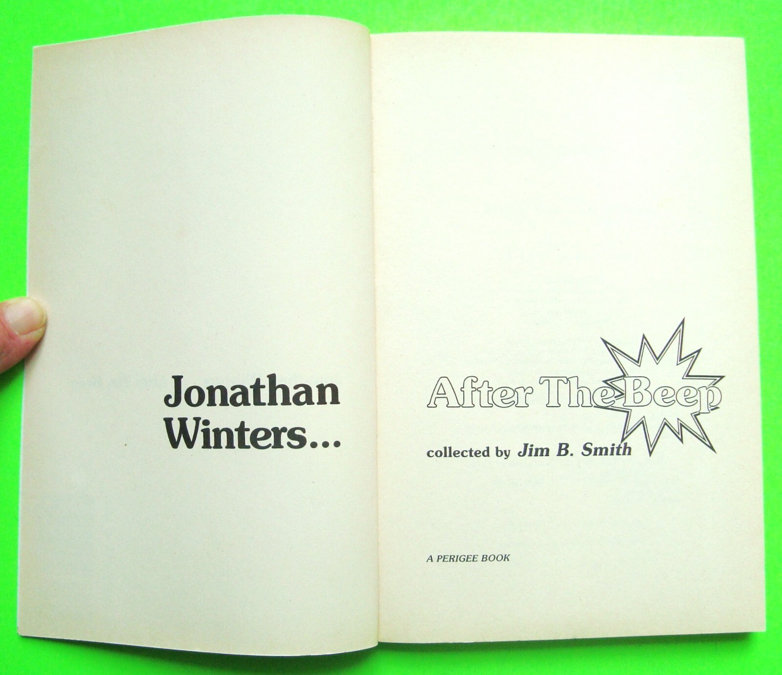 1989 JONATHON WINTERS – AFTER THE BEEP 132-pg Comedic Softbound Book UNUSED Xlnt