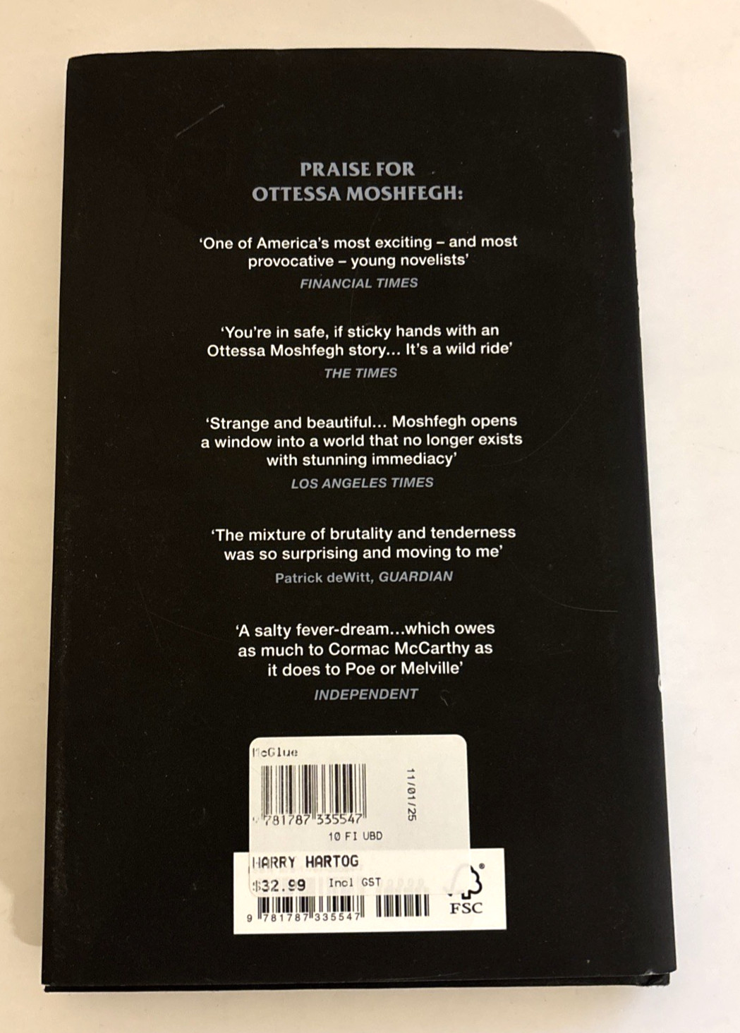 McGlue by Ottessa Moshfegh (2024) – Hardcover – Like New – Modern Literature