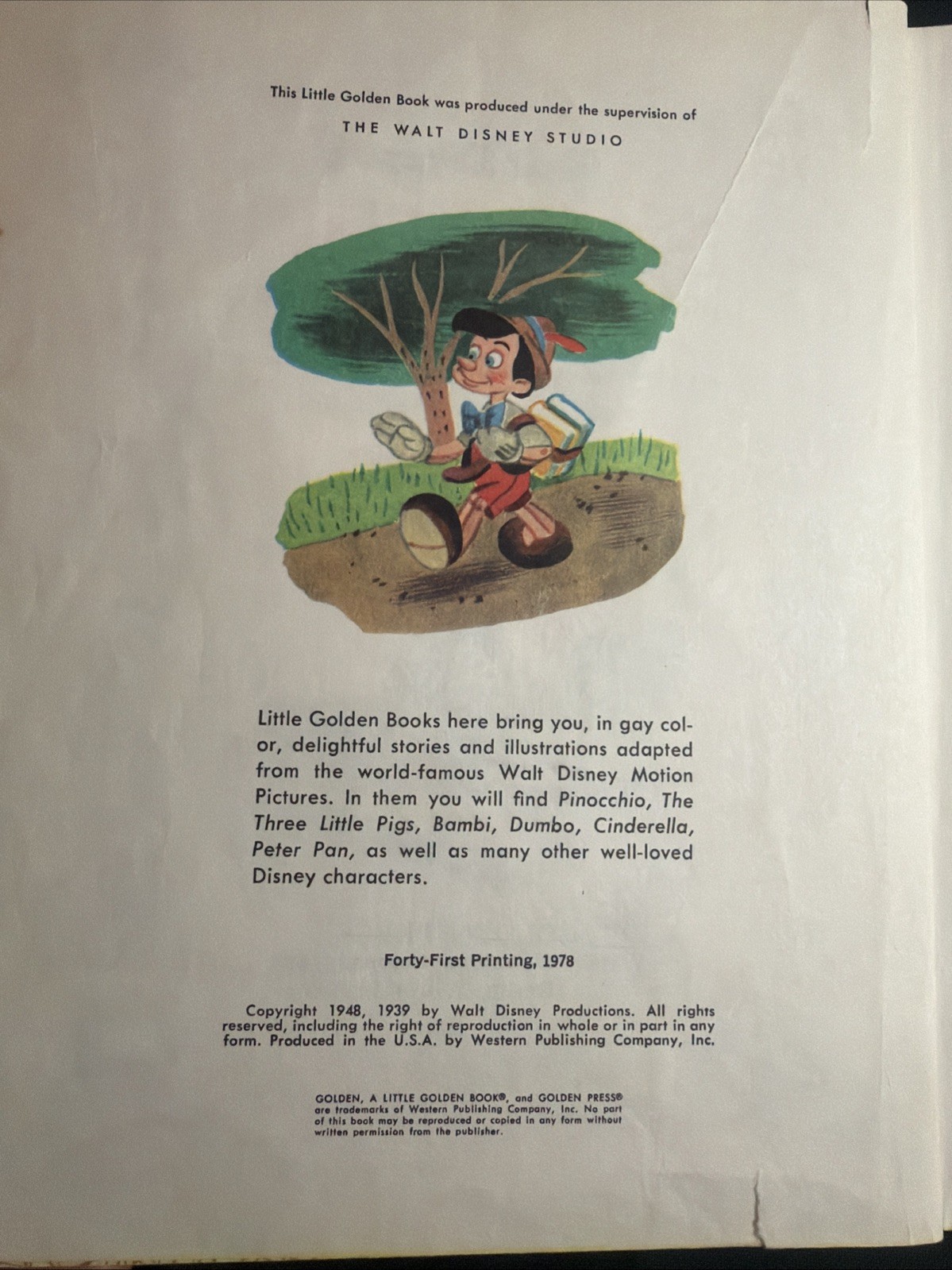 Vintage A Little Golden Book Disney’s Pinocchio 1978 .59 D100 #7786