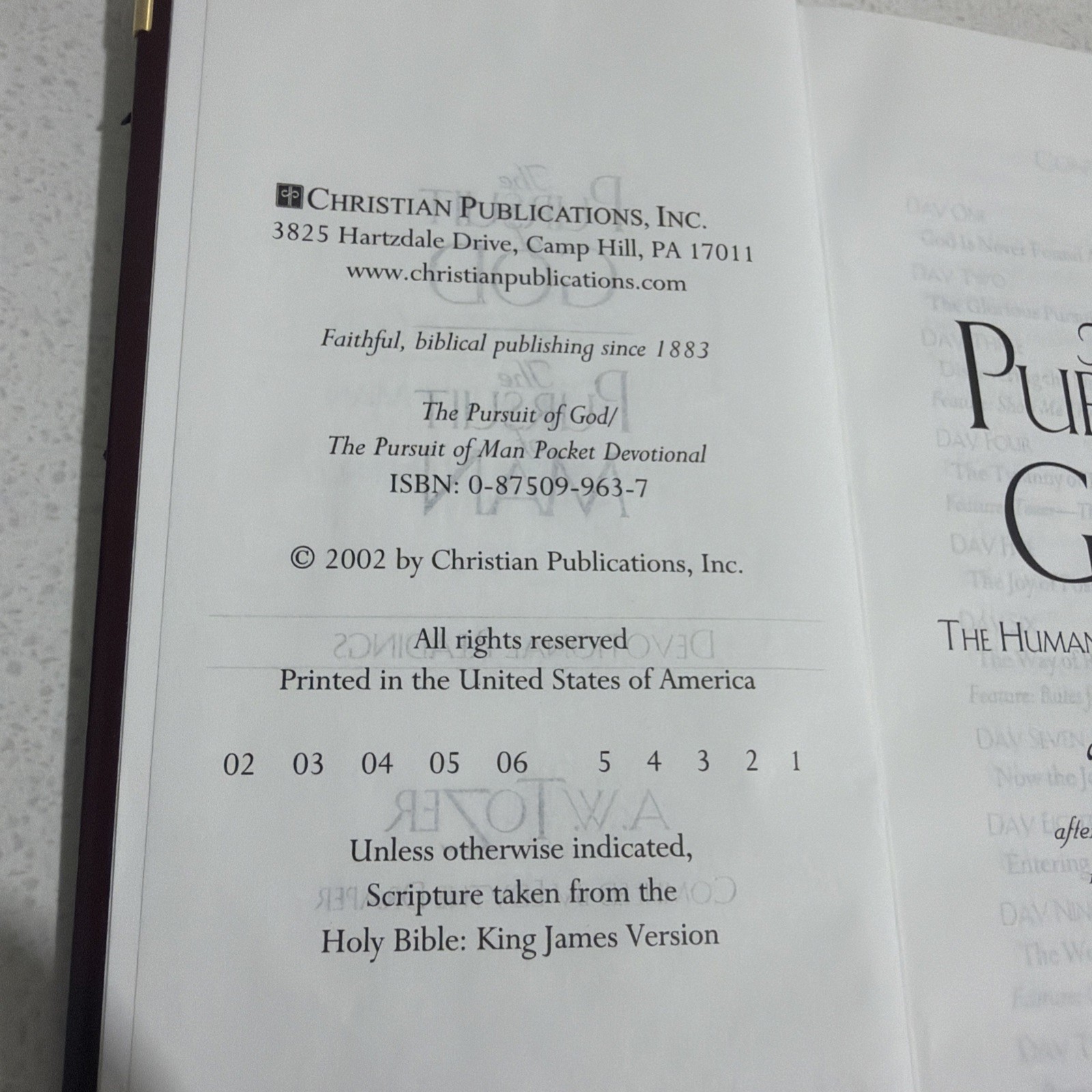The Pursuit of God & The Pursuit of Man Devotional Readings A.W. Tozer