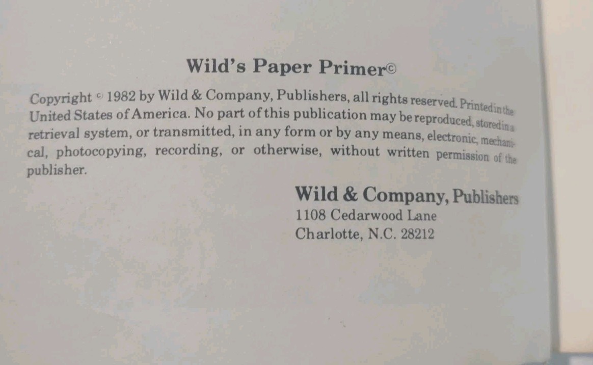 Wild’s Paper Primer by Lauren D Wild 1982