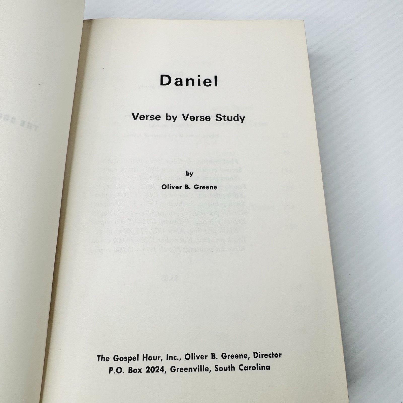 Daniel Verse by Verse Study by Oliver B. Greene 1974 Hardcover Edition