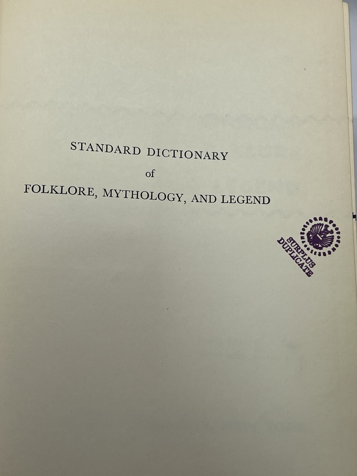 Funk & Wagnalls Standard Dictionary of Folklore, Mythology and Legend Vol 2 1949