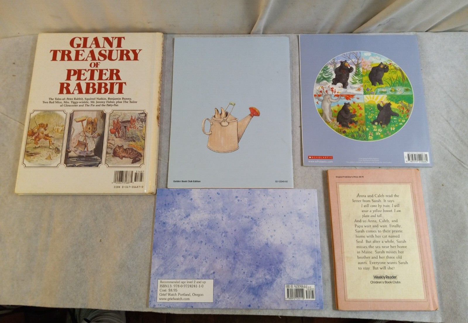 Lot of 5 Miscellaneous Childrens Books PETER RABBIT, Baby, Plain & Tall, Bear