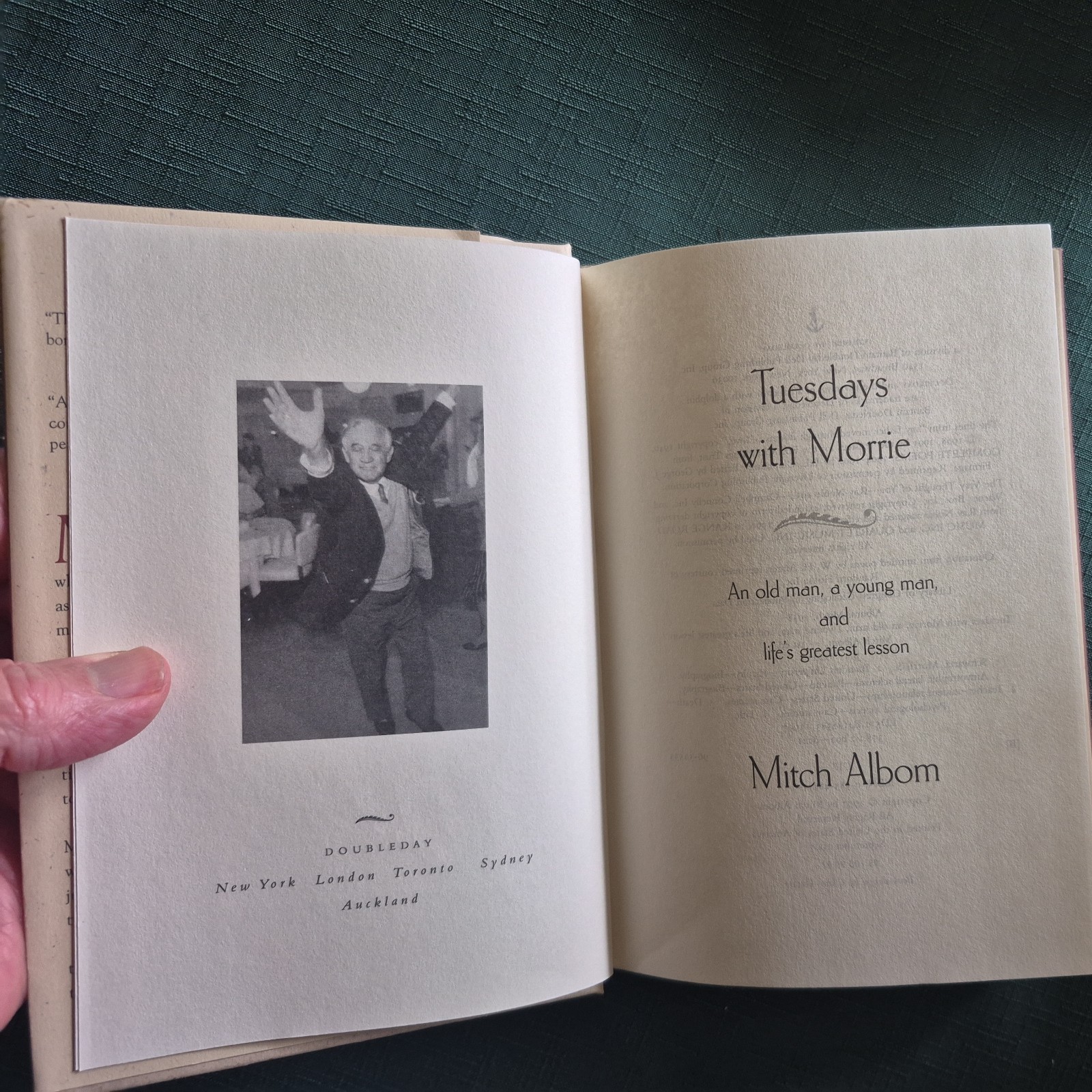 Tuesdays with Morrie by Mitch Albom, (1997, hardcover) VG/VG, SIGNED!!!