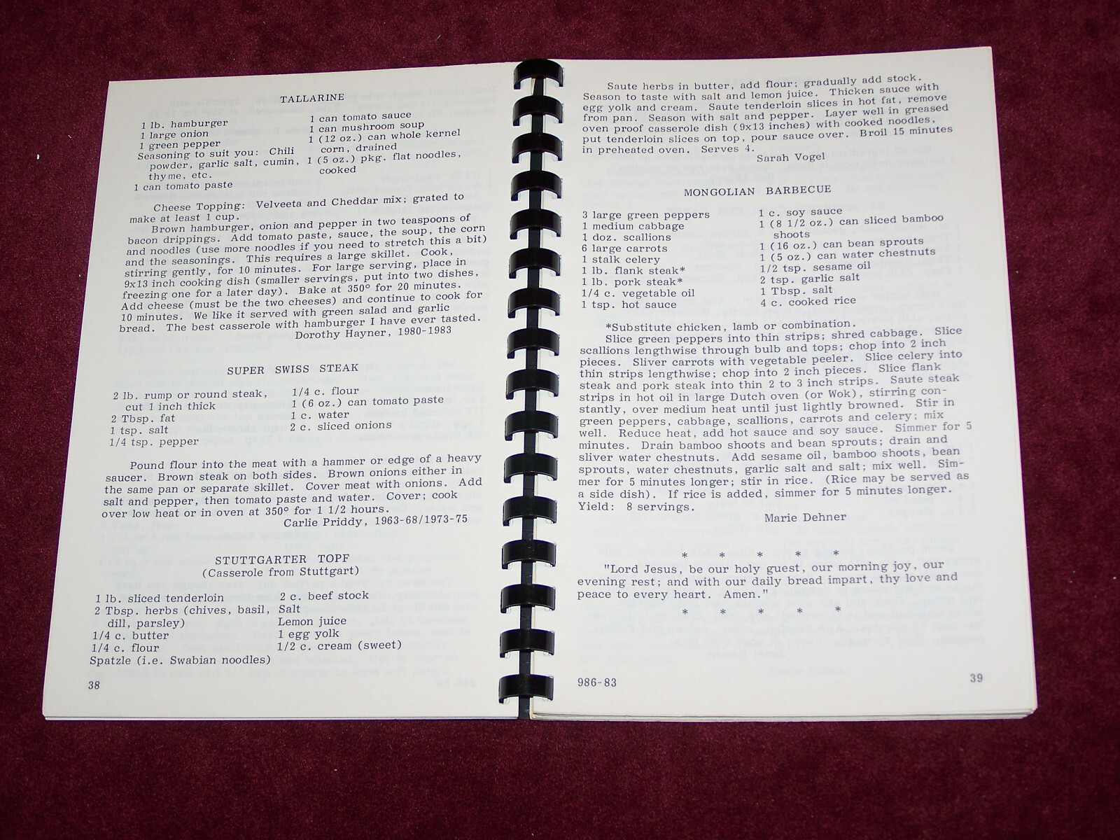 Bethel Baptist Church Frankfort Germany 25th Anniversary Cookbook 1983