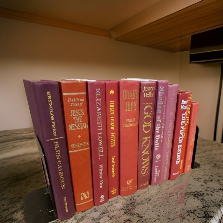 Lot of 6 Hardcover RED BURGUNDY ROSE PINK Shades Books for Staging Prop Decor