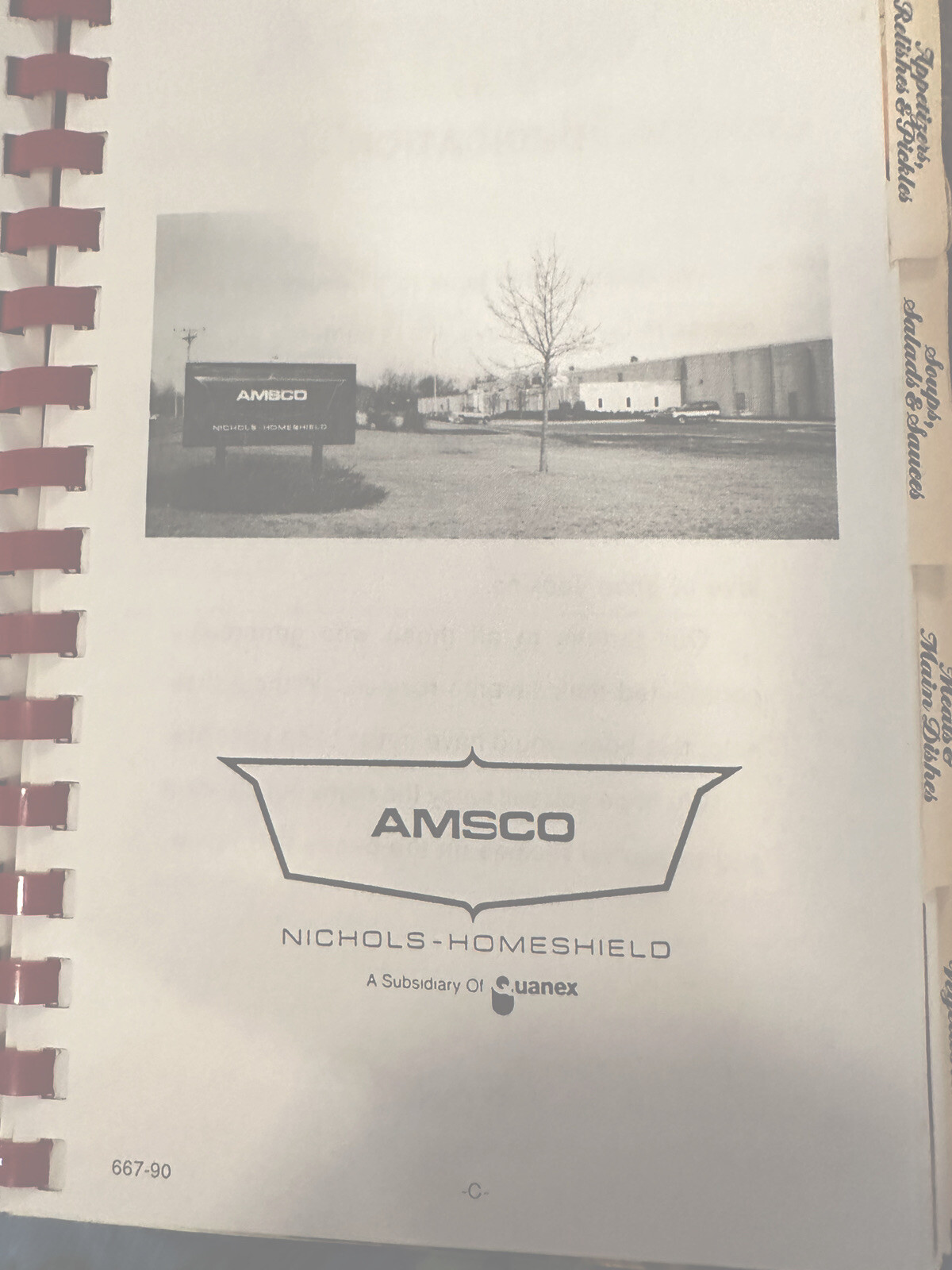 1990 AMSCO NICHOLS HOMESHIELD Quanex Employee Community Cookbook