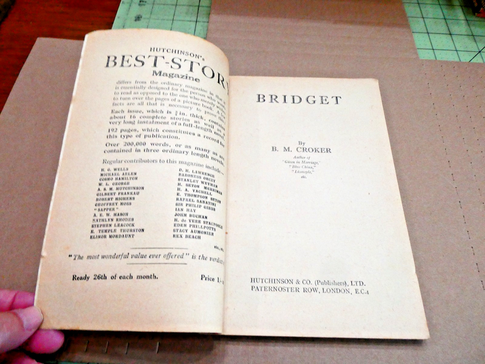 BRIDGET BY B. M. CROKER RARE 1910’S HUTCHINSON UK NOVEL OF iRISH LIFE……..