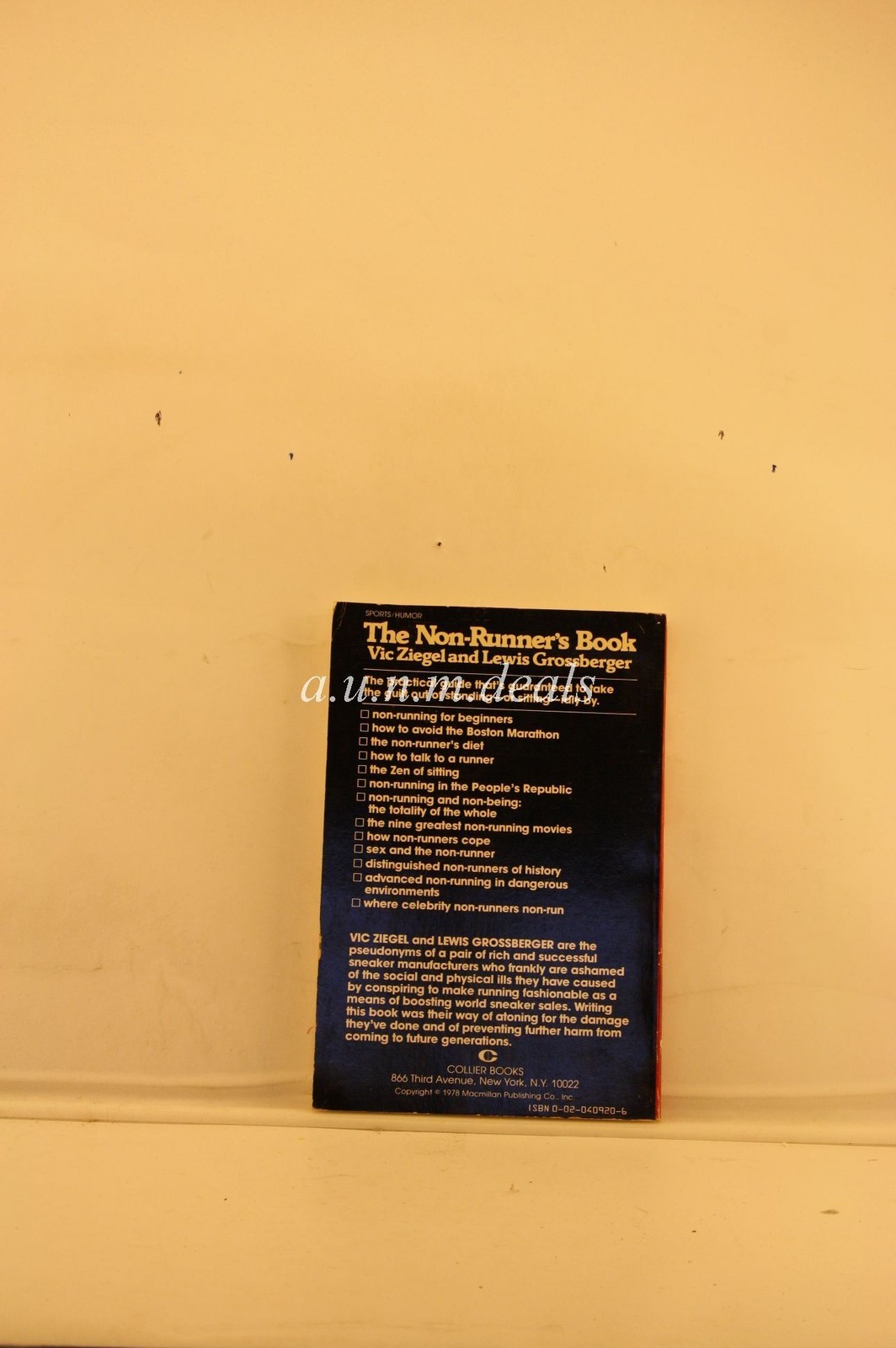 (Signed) The Non-Runner’s Book (Paperback) by Vic Ziegel