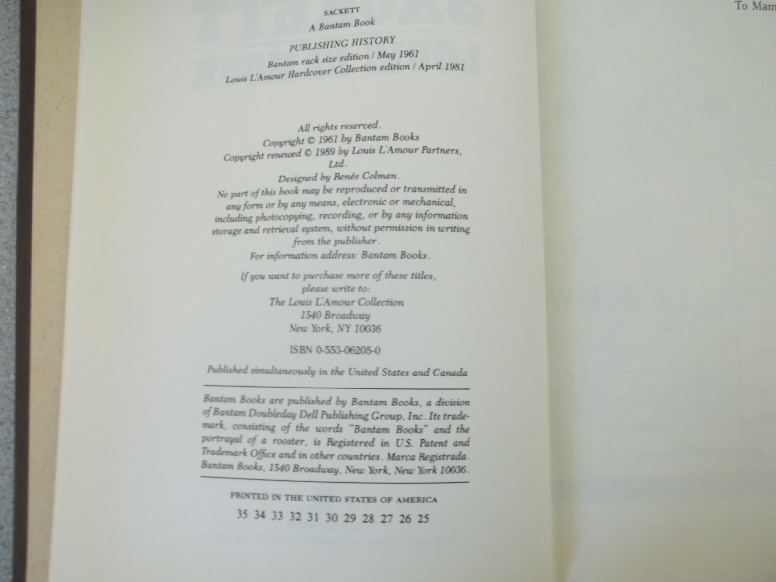 Louis Lamour Collection The Sackett Companion, The Sackett Brand, Jubal Sackett