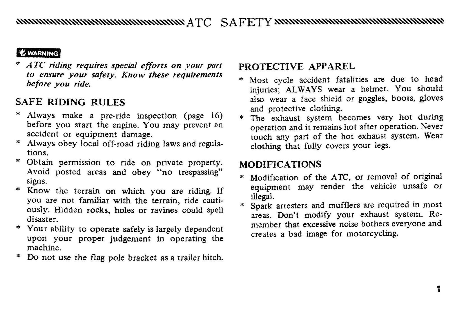 1981 Honda ATC110 Owner’s Manual 56 Pages