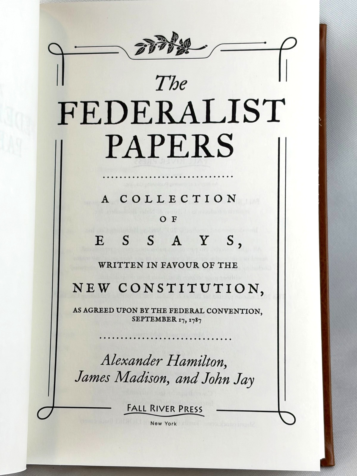 THE FEDERALIST PAPERS Alexander Hamilton James Madison Soft Faux Leather NEW
