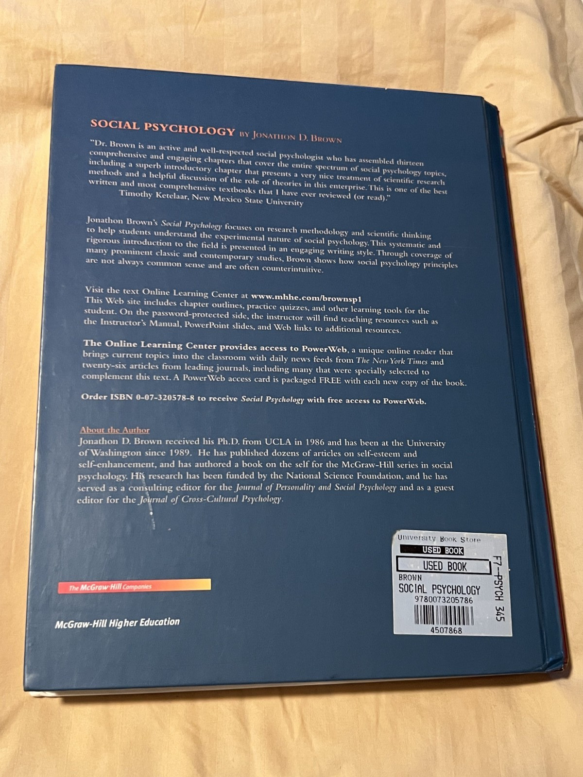 SOCIAL PSYCHOLOGY By Jonathon D. Brown – Hardcover