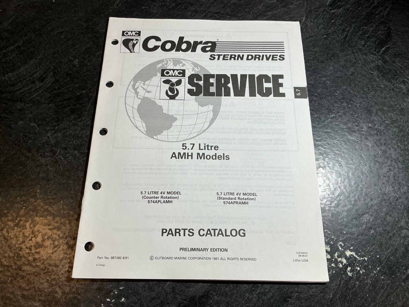 1992 OMC Cobra 5.7L 4V 350 GM V8 AMH Stern Drive Models Parts Catalog
