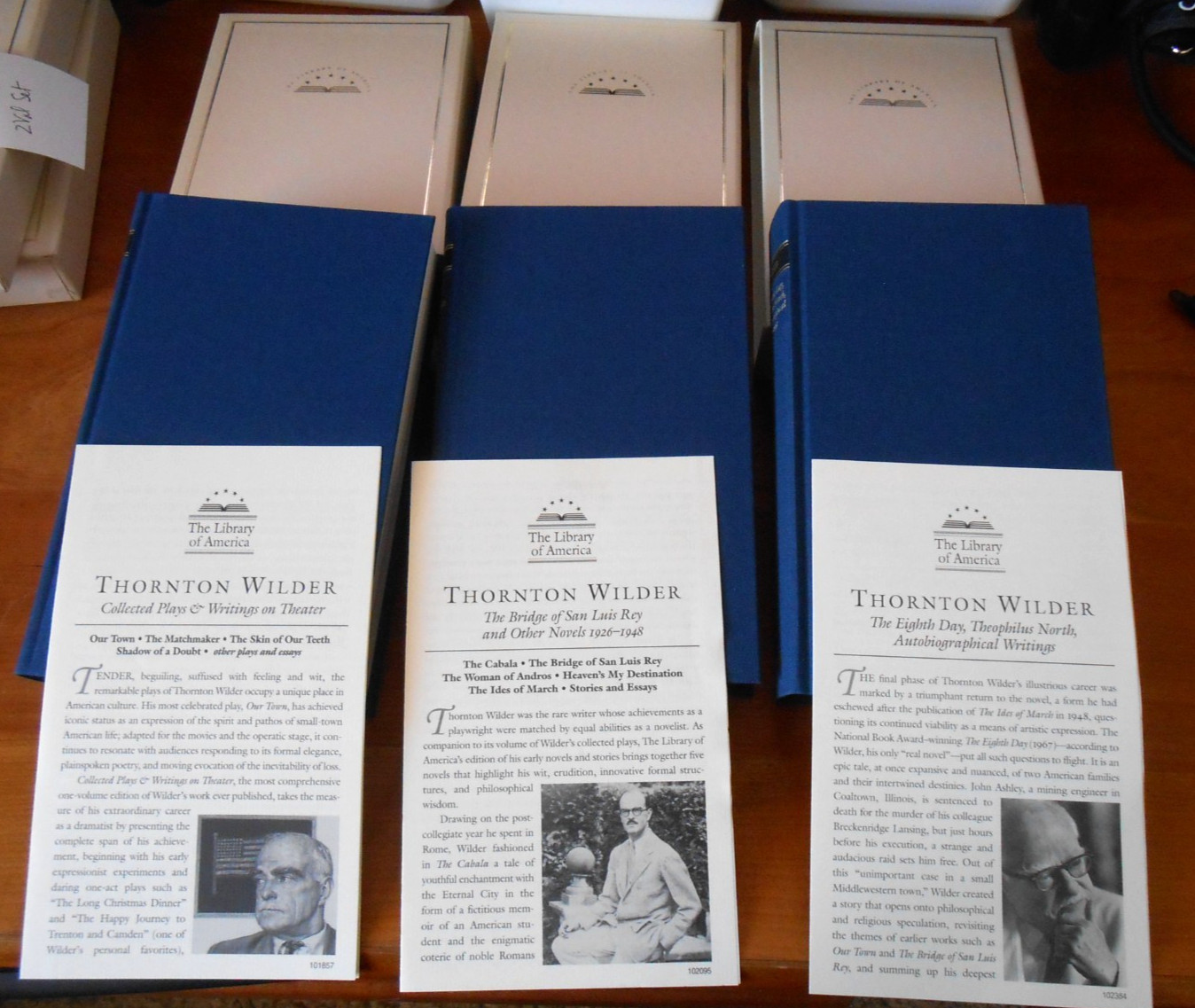 Library Of America THORNTON WILDER Set of 3 1st printings inserts- HC/SC LN