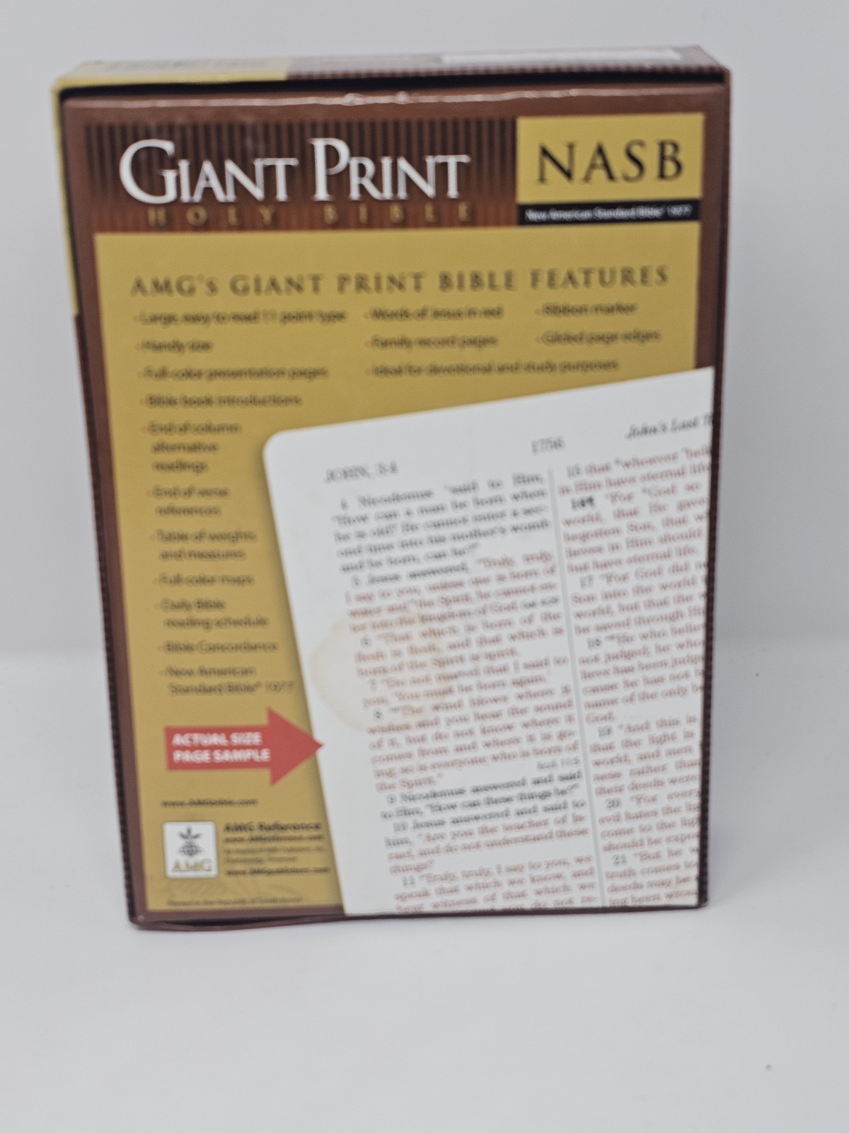 Giant Print Handy Size Bible NASB By Warren Patrick Baker Bonded Leather