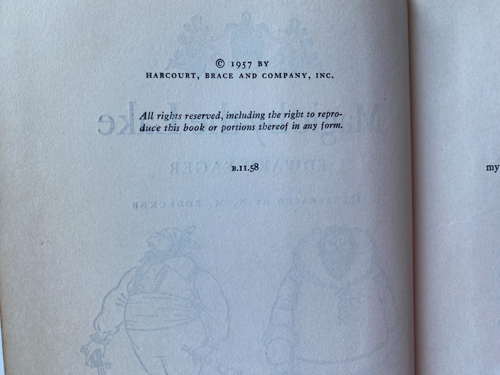 MAGIC BY THE LAKE~Edward Eager~N.M. BODECKER~1958 2nd Printing HCDJ~