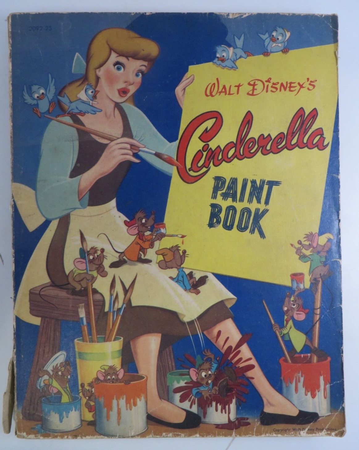 Vintage 1950 Walt Disney CINDERELLA Paint Coloring Book Whitman Publishing RARE