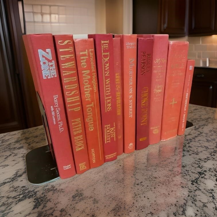 Lot of 6 Hardcover RED BURGUNDY ROSE PINK Shades Books for Staging Prop Decor