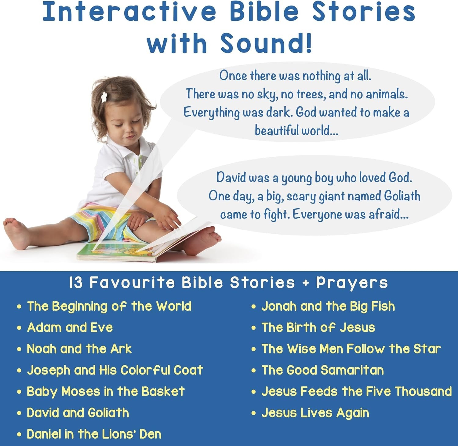 Christian Bible Stories Book for Toddlers 13 Stories and Prayers Musical Toy