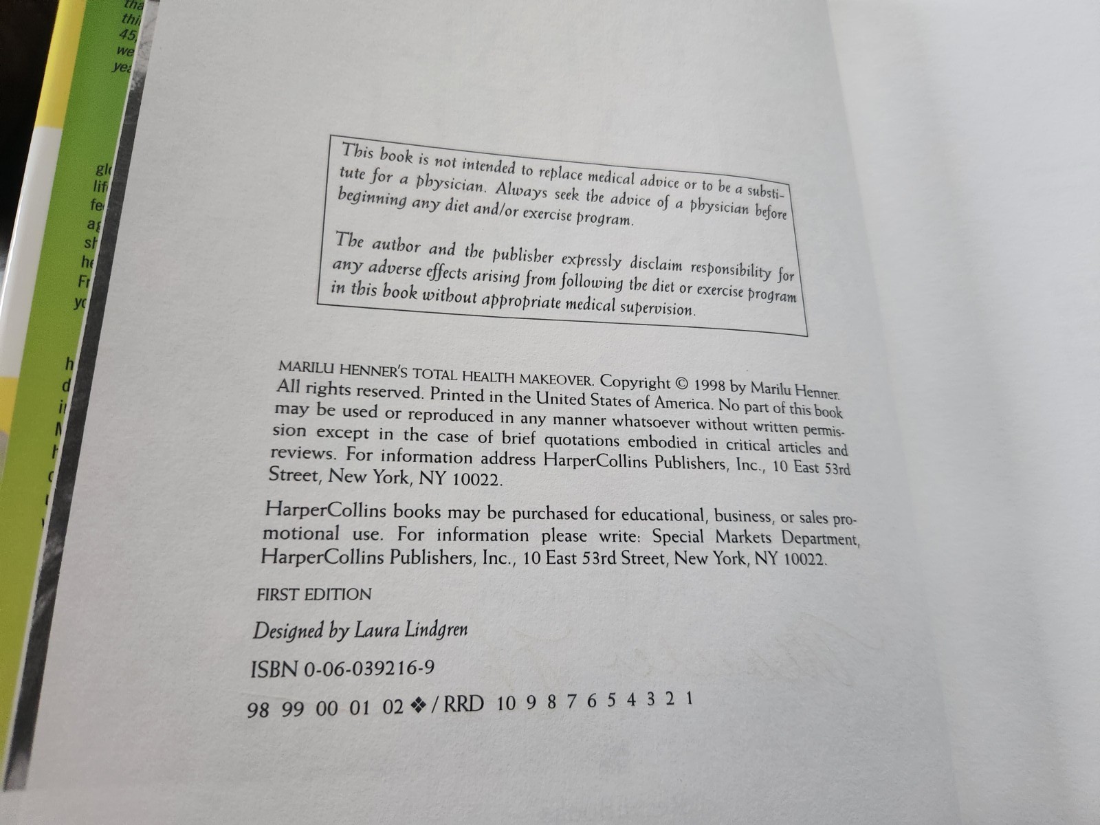 Marilu Henner SIGNED The Total Health Makeover 1998 First Edition Hardcover COA