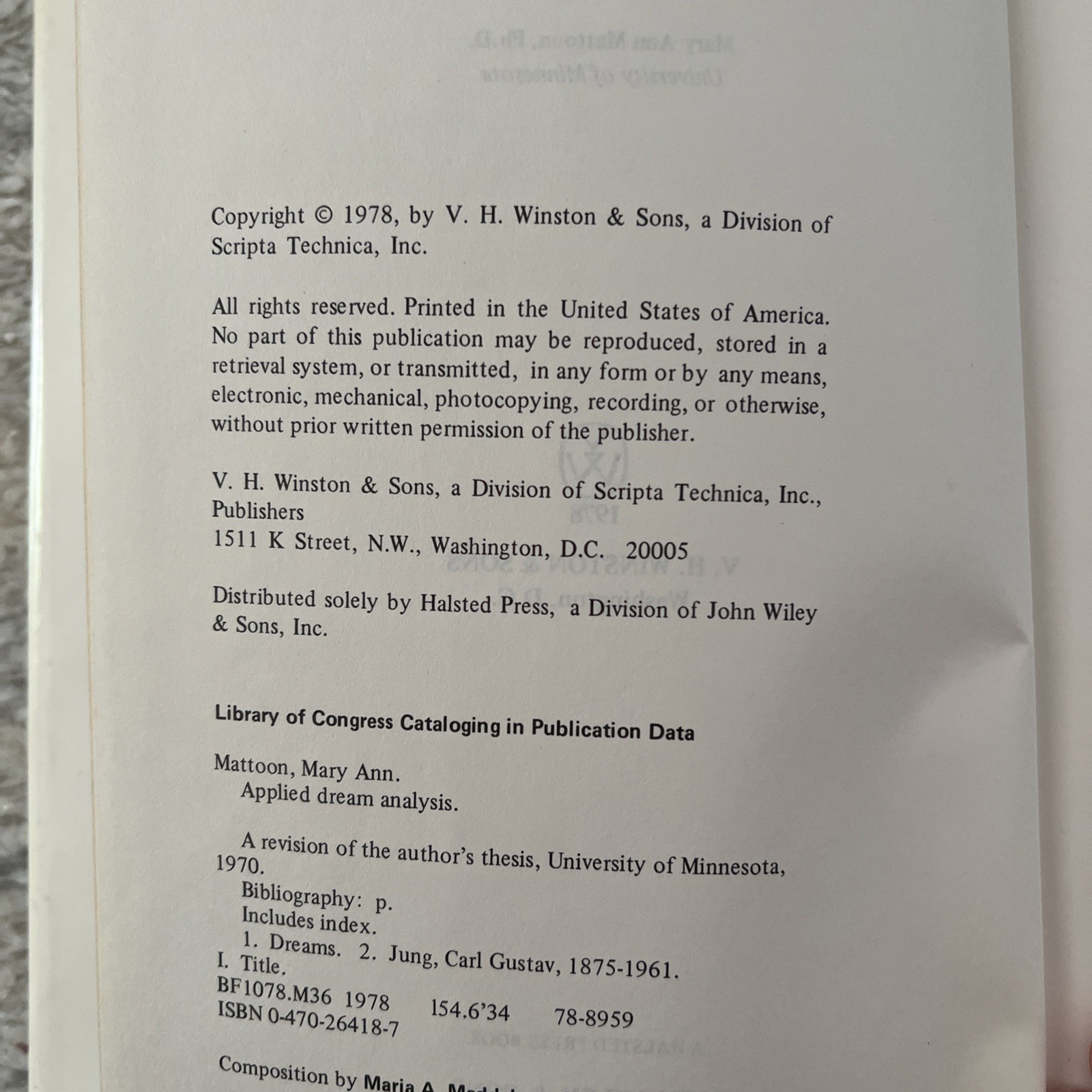 Vintage Applied Dream Analysis: A Jungian Approach psychoanalysis schizophrenia