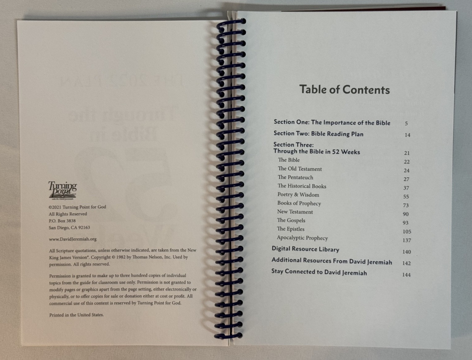 Through The Bible In 52 Weeks Dr. David Jeremiah Spiralbound