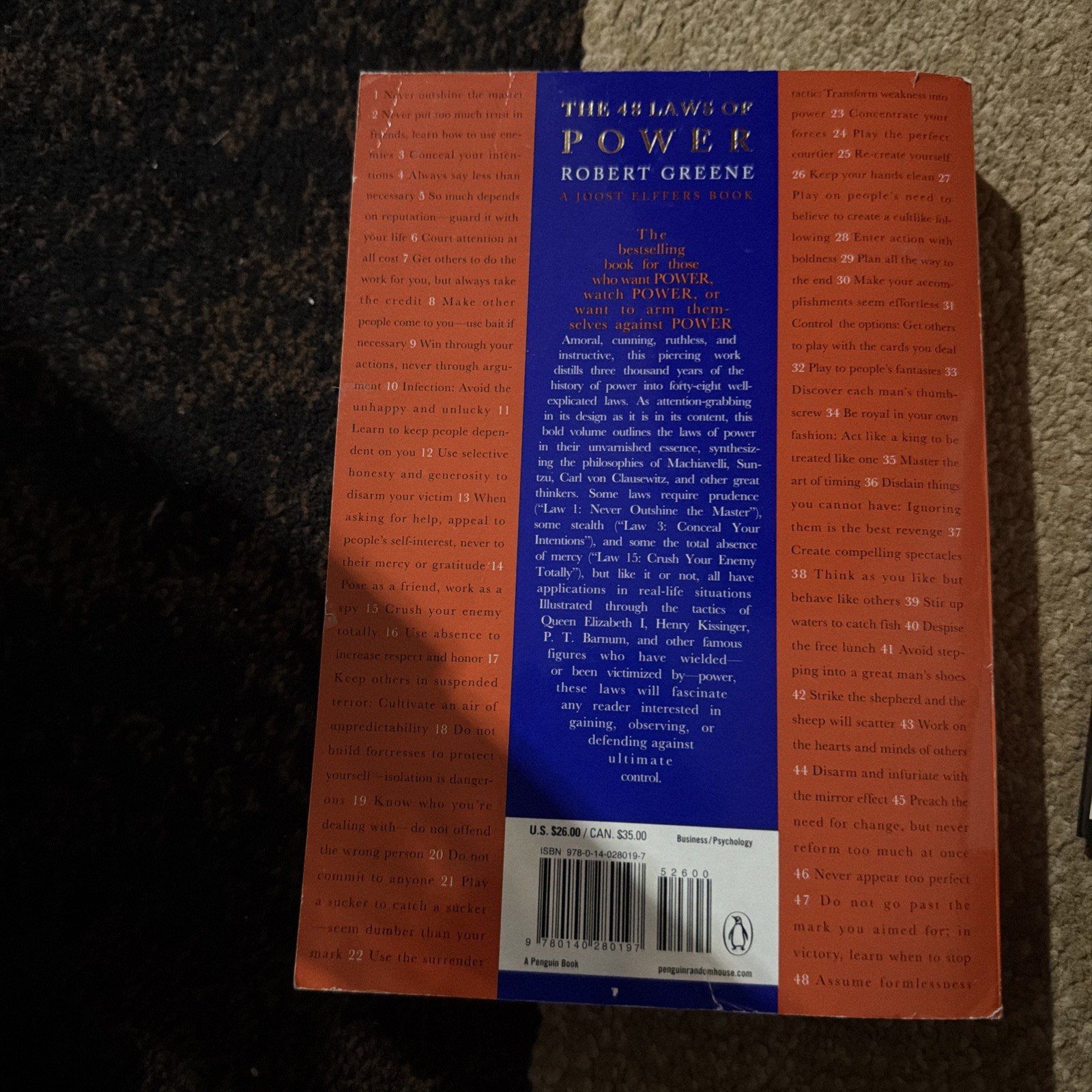 48 Laws of Power by Robert Greene (2000, Uk-B Format Paperback)
