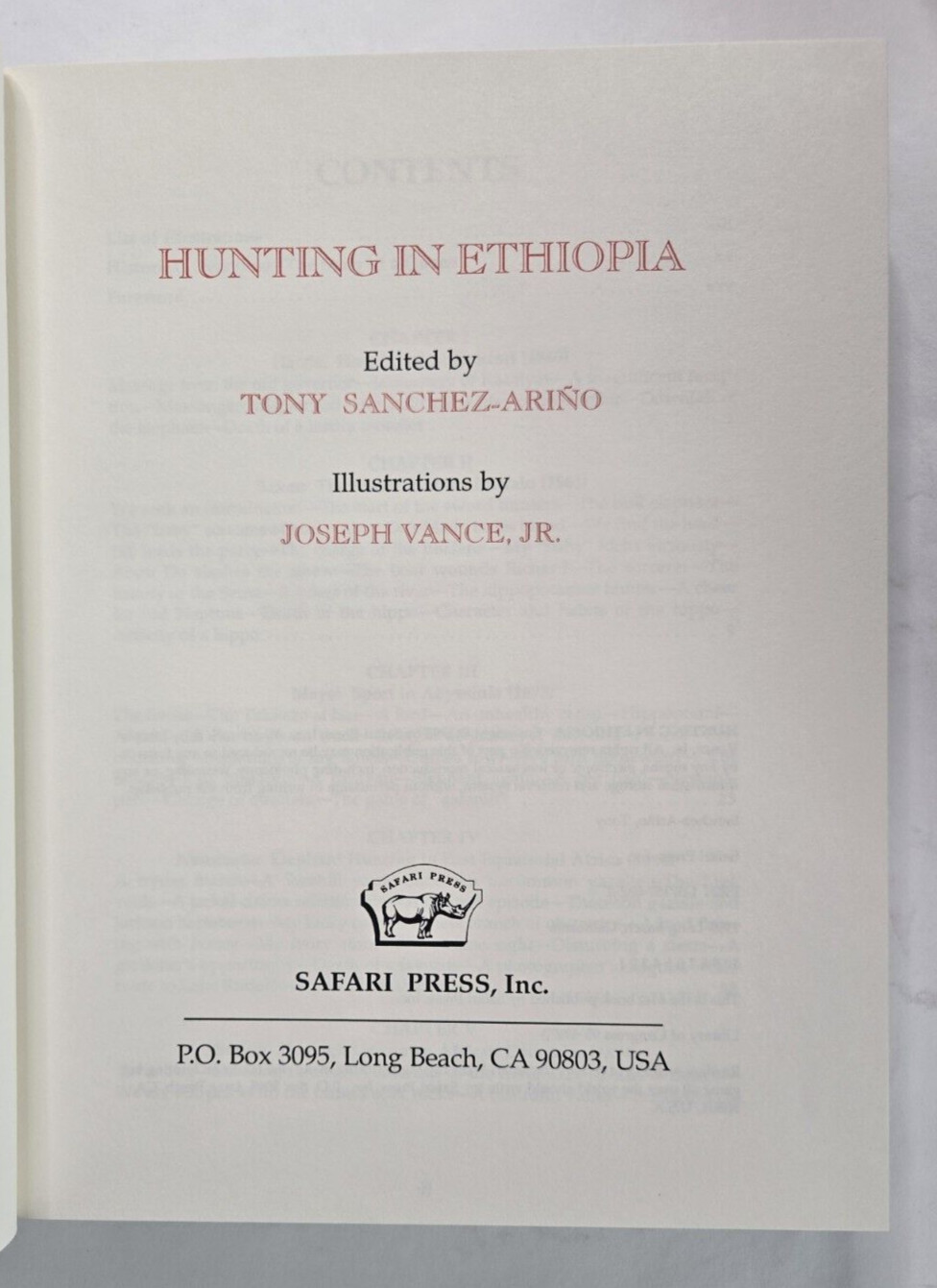 Hunting in Ethiopia by Tony Sanchez-Arino, Signed Limited Ed, Safari Press, 1995