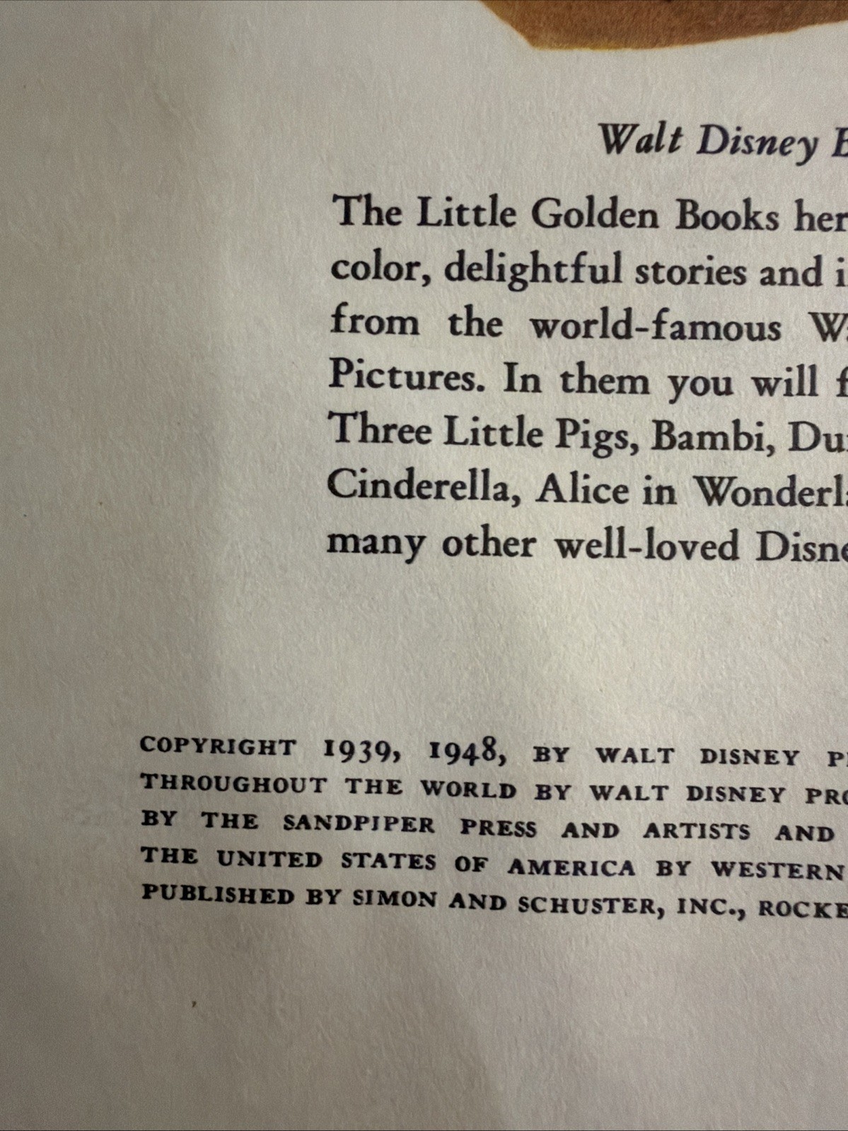 Vintage A Little Golden Book Disney’s Pinocchio 1948 D8 .25 #5337